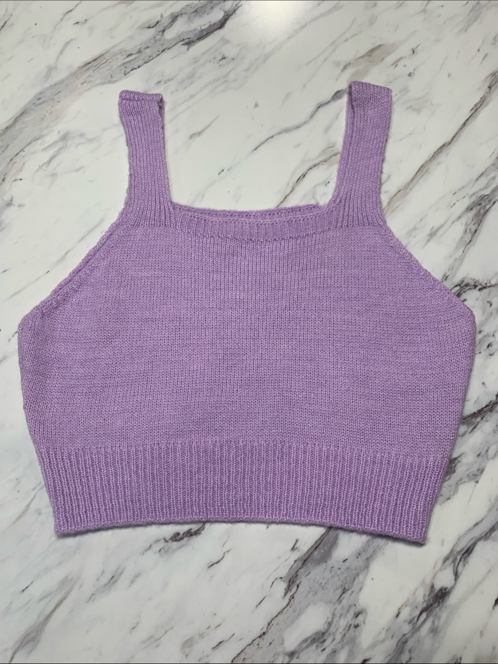 Cropped Lilac Knit Tank Top